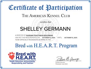 American Kennel Club certification - Balonka